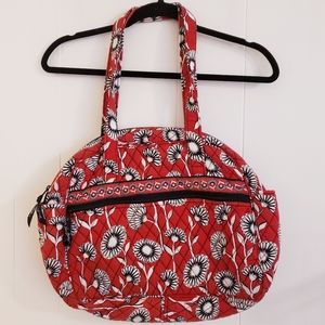 Vera Bradley Bag Tote Purse Red Deco Daisy Retired W 15" L with Straps 25" Depth